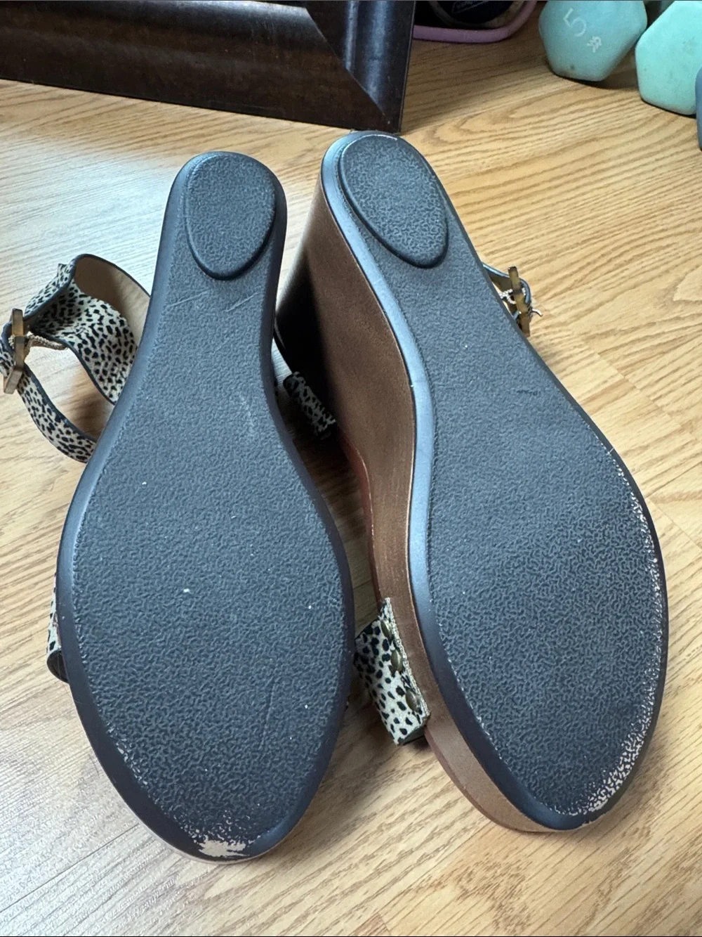 MIA Beige and Black Animal-Print Platform Sandals